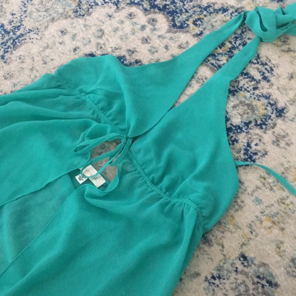 Turquoise Long Halter Swim Coverup - Picture 2 of 4